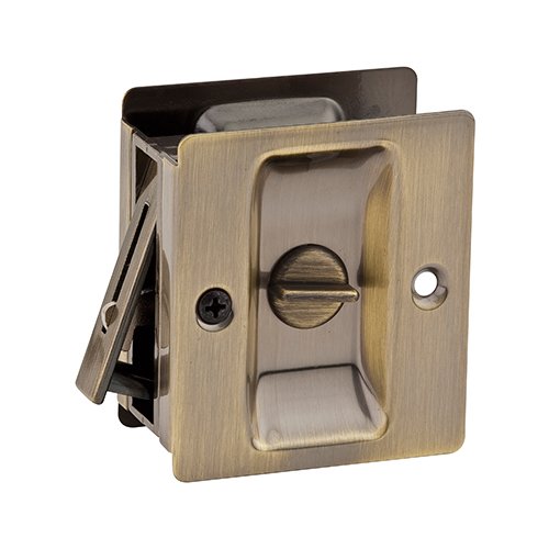 Pocket Door Locks Square Privacy Pocket Door Lock in Antique Brass