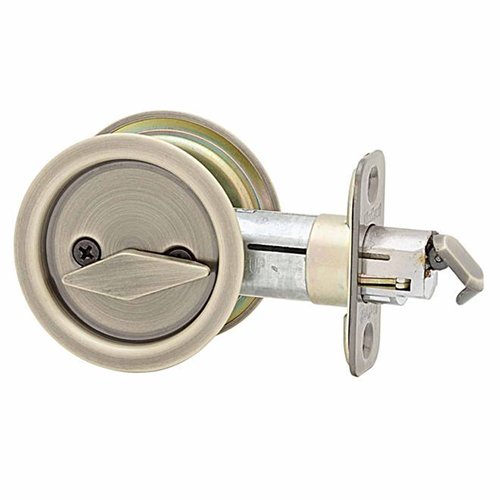 Pocket Door Locks Round Privacy Pocket Door Lock in Antique Brass