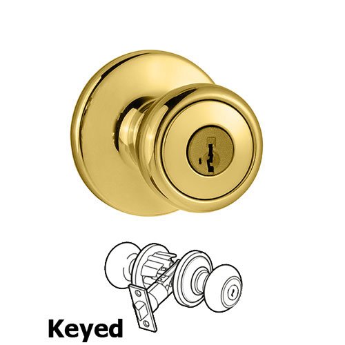Tylo Keyed Entry Door Knob in Bright Brass
