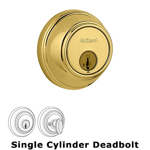 Key Control Deadbolt Single Cylinder Deadbolt in Bright Brass