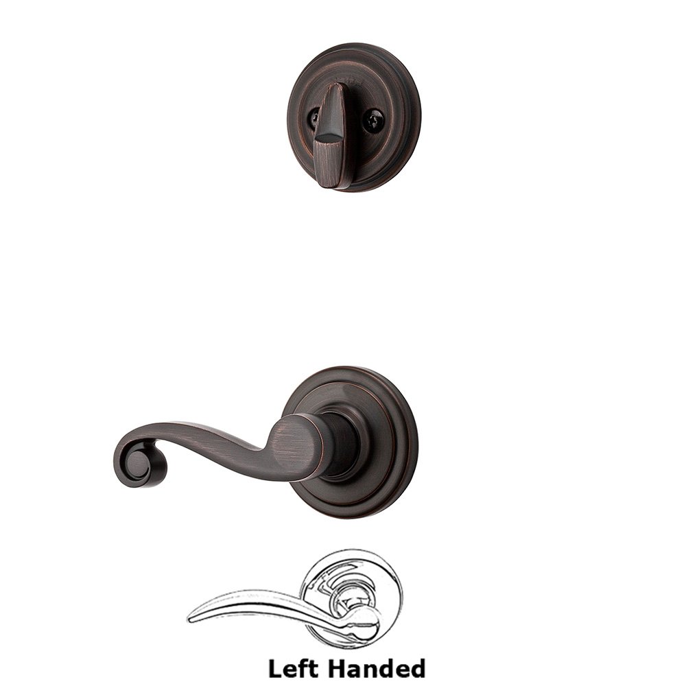 Lido Interior Active Handleset Trim Left Hand Door Lever & Single Cylinder Deadbolt in Venetian Bronze