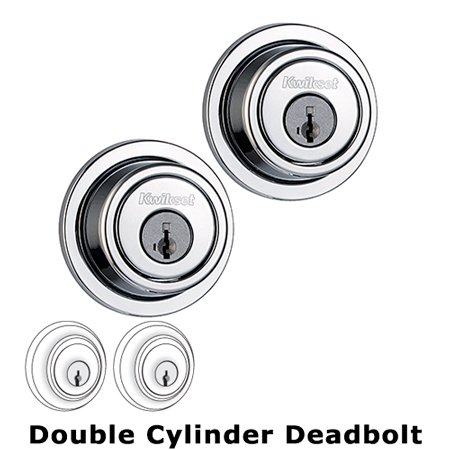 Contemporary Round Rose Deadbolt Double Cylinder Deadbolt in Satin Chrome