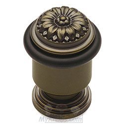 Holly Flower Floor Stop in Polished Brass