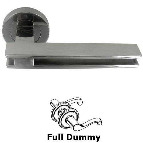 Open Handle with Round Rose Full Dummy Right Handed Door Lever in Satin Stainless Steel
