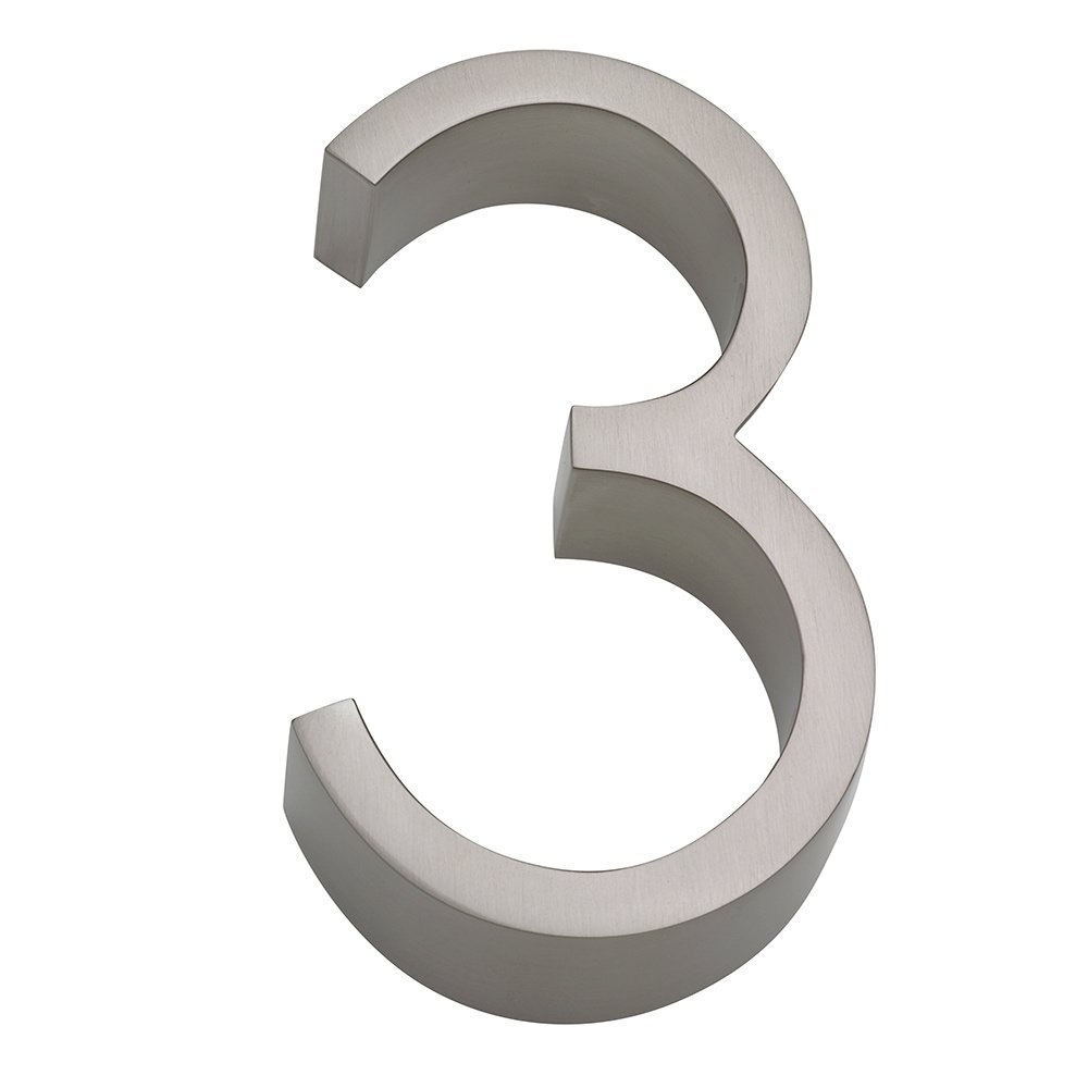 #3 House Number in Satin Stainless Steel