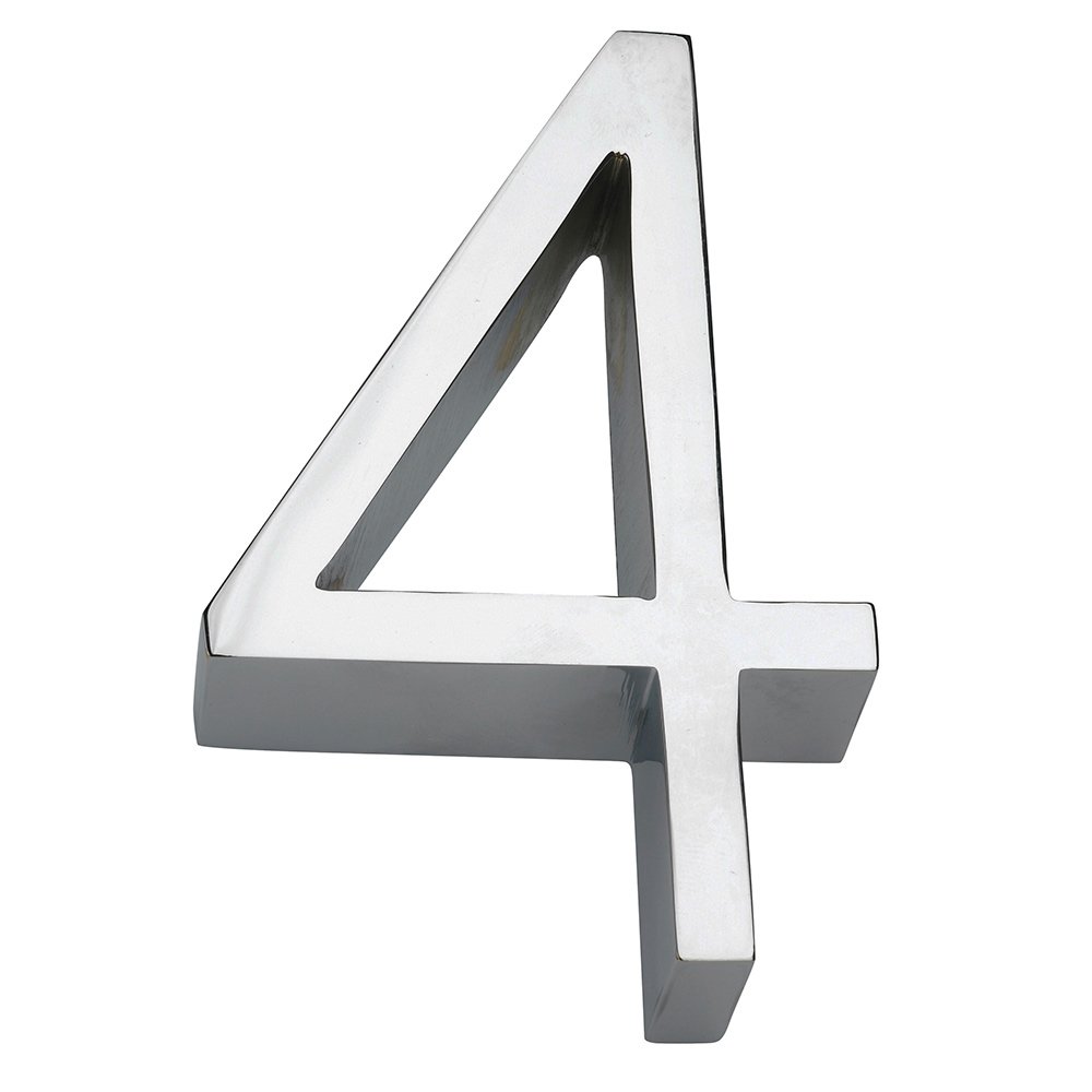 #4 House Number in Satin Stainless Steel