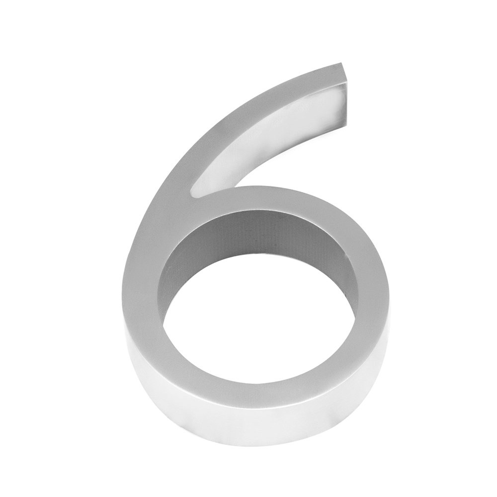 #6 House Number in Satin Stainless Steel