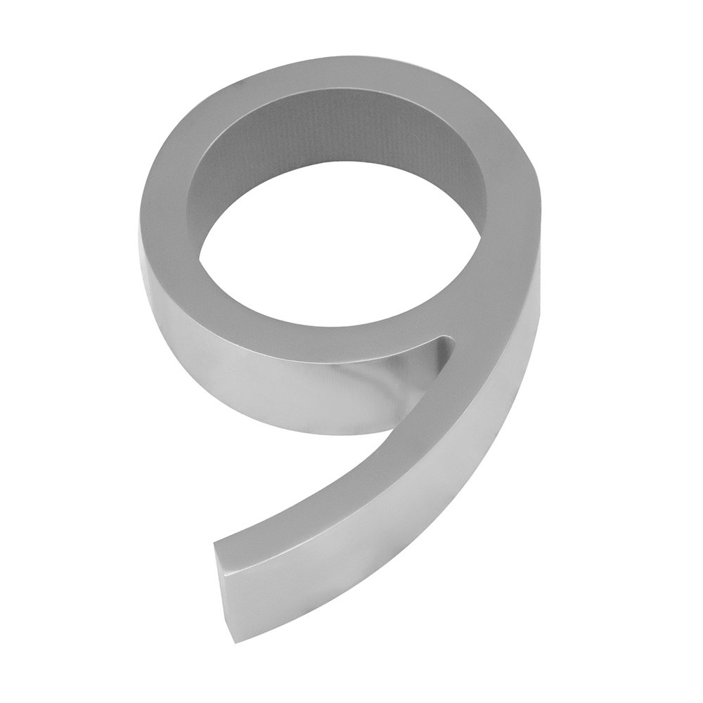 #9 House Number in Satin Stainless Steel