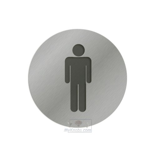 3" Diameter Gentleman Bathroom Sign in Satin Stainless Steel
