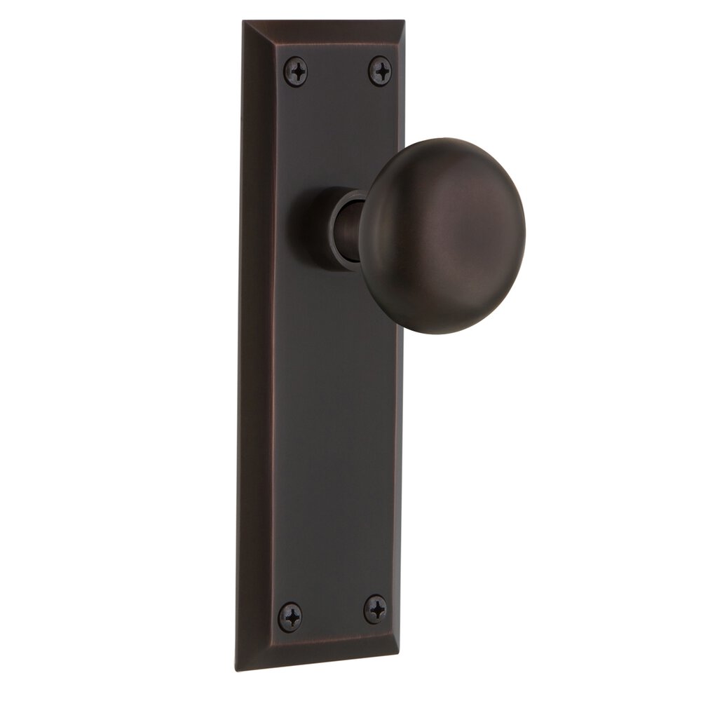 Complete Passage Set - New York Plate with New York Door Knobs in Timeless Bronze