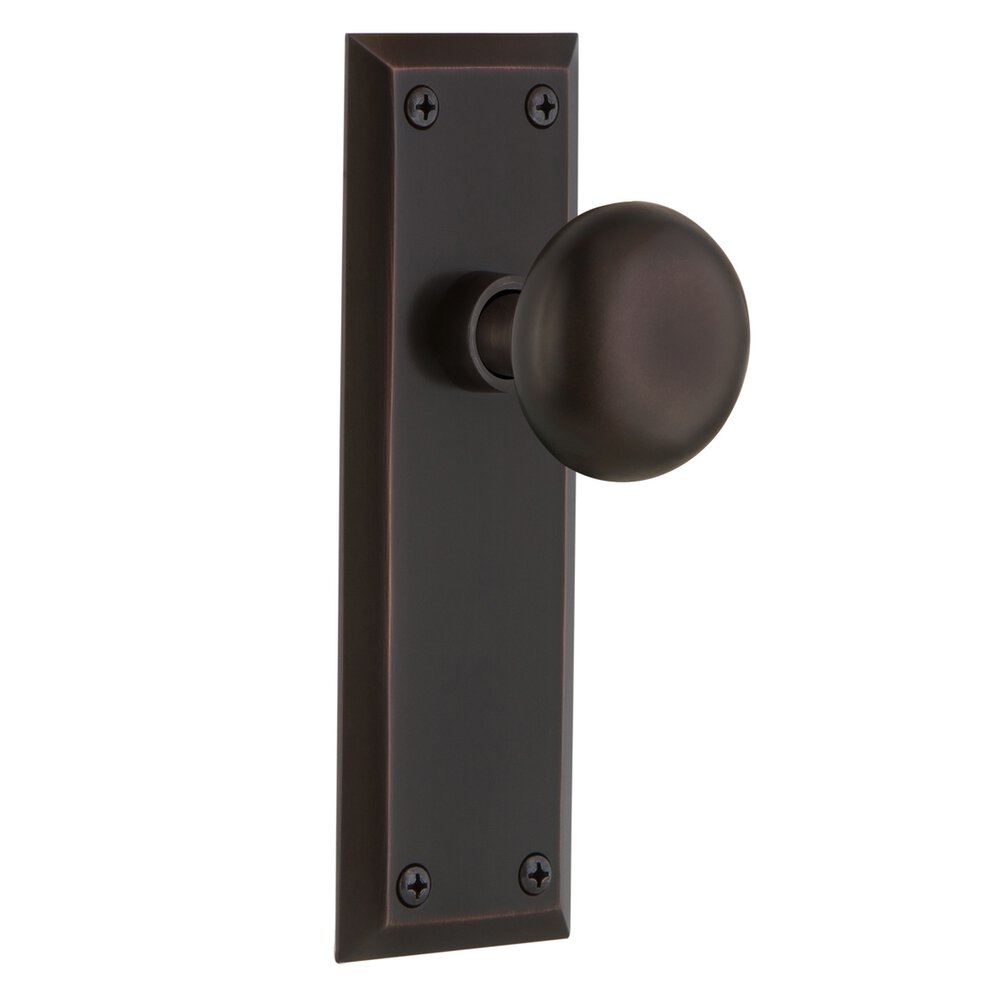 Single Dummy - New York Plate with New York Door Knobs in Timeless Bronze