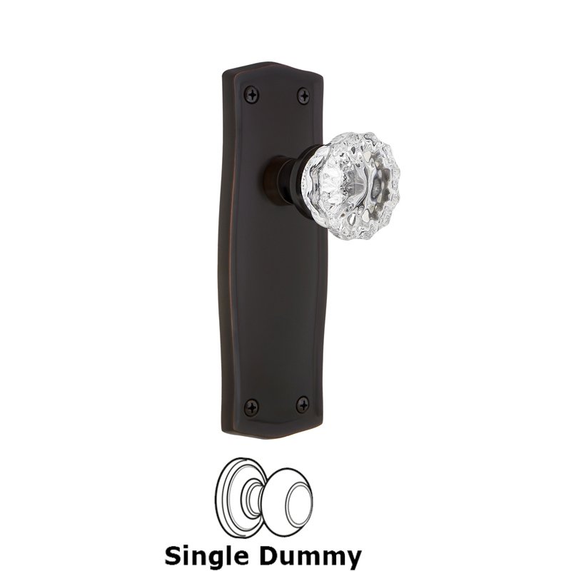 Single Dummy - Prairie Plate with Crystal Glass Door Knob in Timeless Bronze