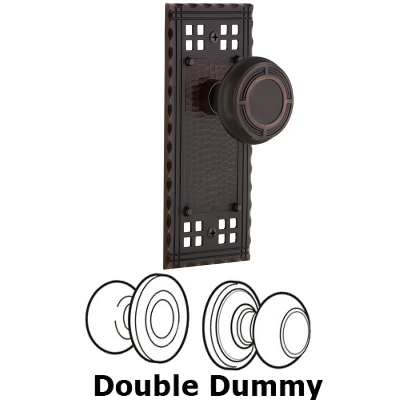 Double Dummy Set - Craftsman Plate with Mission Door Knob in Timeless Bronze