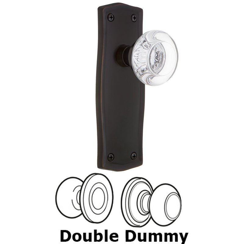 Double Dummy Set - Prairie Plate with Round Clear Crystal Glass Door Knob in Timeless Bronze