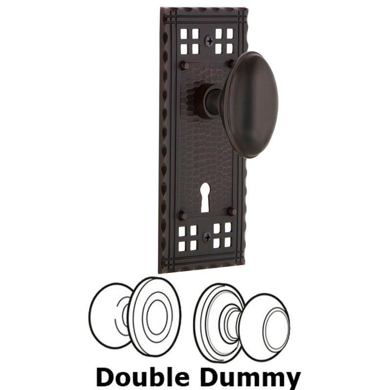 Double Dummy Set with Keyhole - Craftsman Plate with Homestead Door Knob in Timeless Bronze