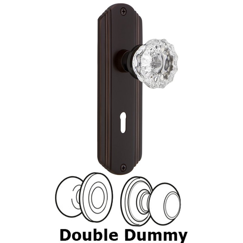 Double Dummy Set with Keyhole - Deco Plate with Crystal Glass Door Knob in Timeless Bronze