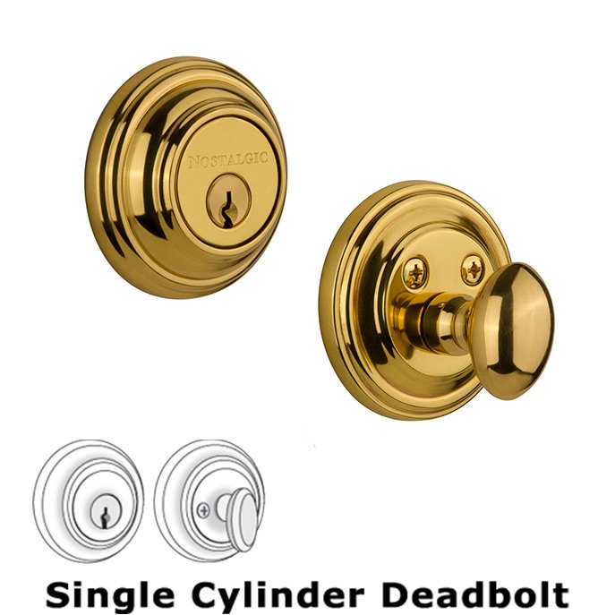 Single Deadbolt in Polished Brass