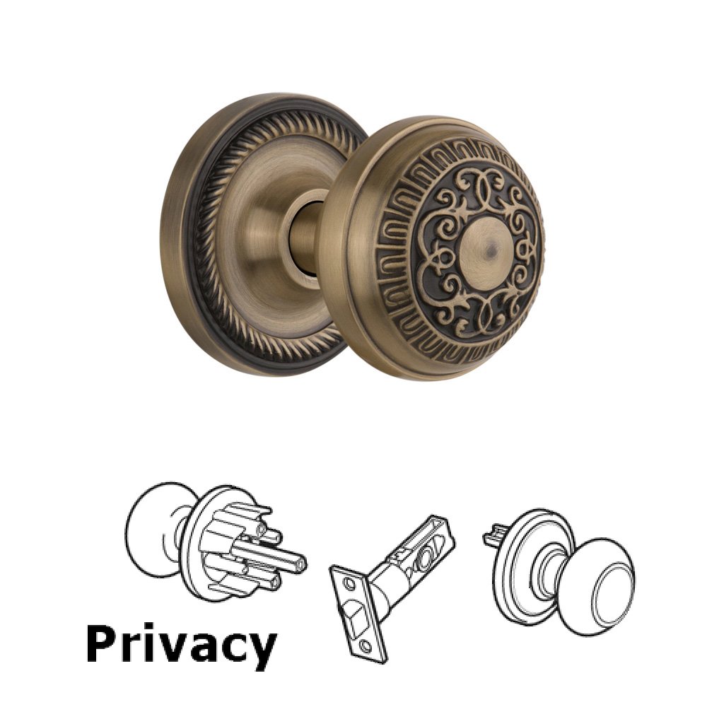 Complete Privacy Set Without Keyhole - Rope Rosette with Egg & Dart Knob in Oil Rubbed Bronze