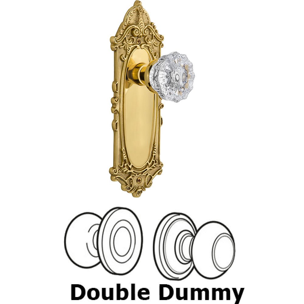 Double Dummy Victorian Plate with Crystal Knob in Unlacquered Brass
