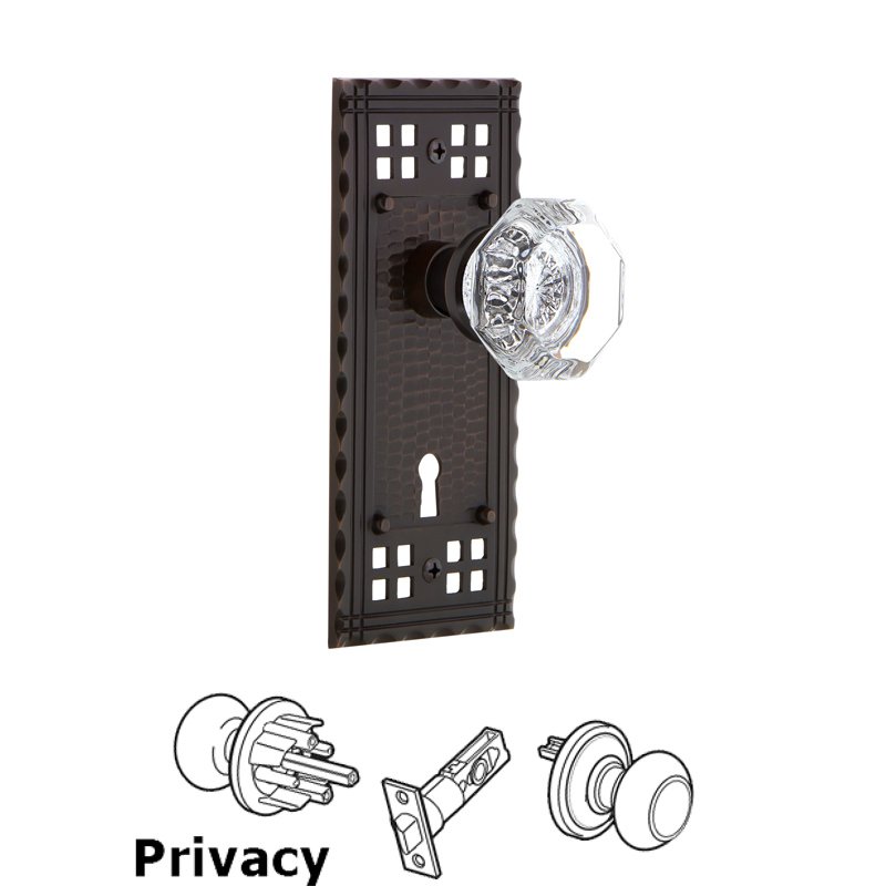 Privacy Craftsman Plate with Keyhole and Waldorf Door Knob in Timeless Bronze