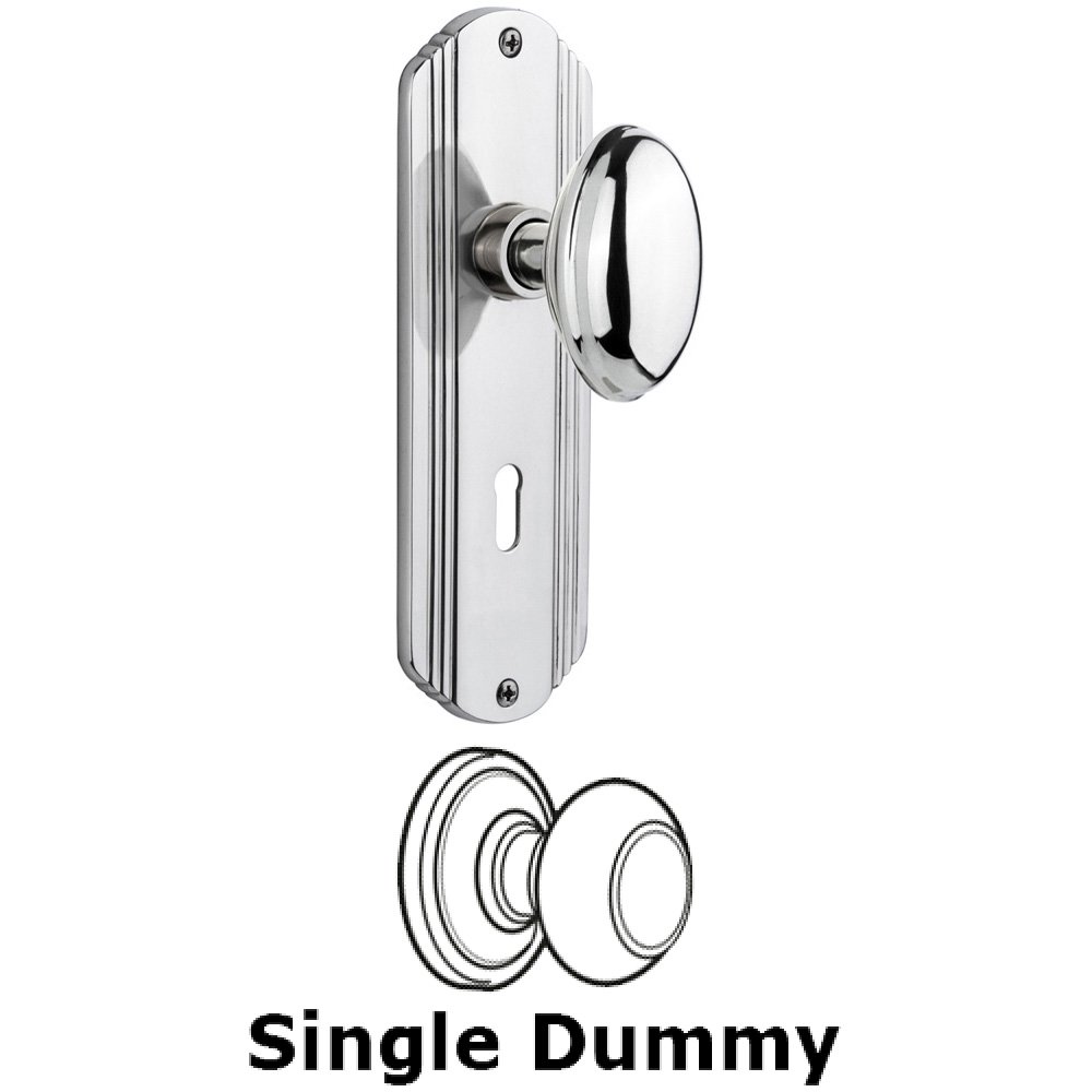 Single Dummy Knob With Keyhole - Deco Plate with Homestead Knob in Bright Chrome