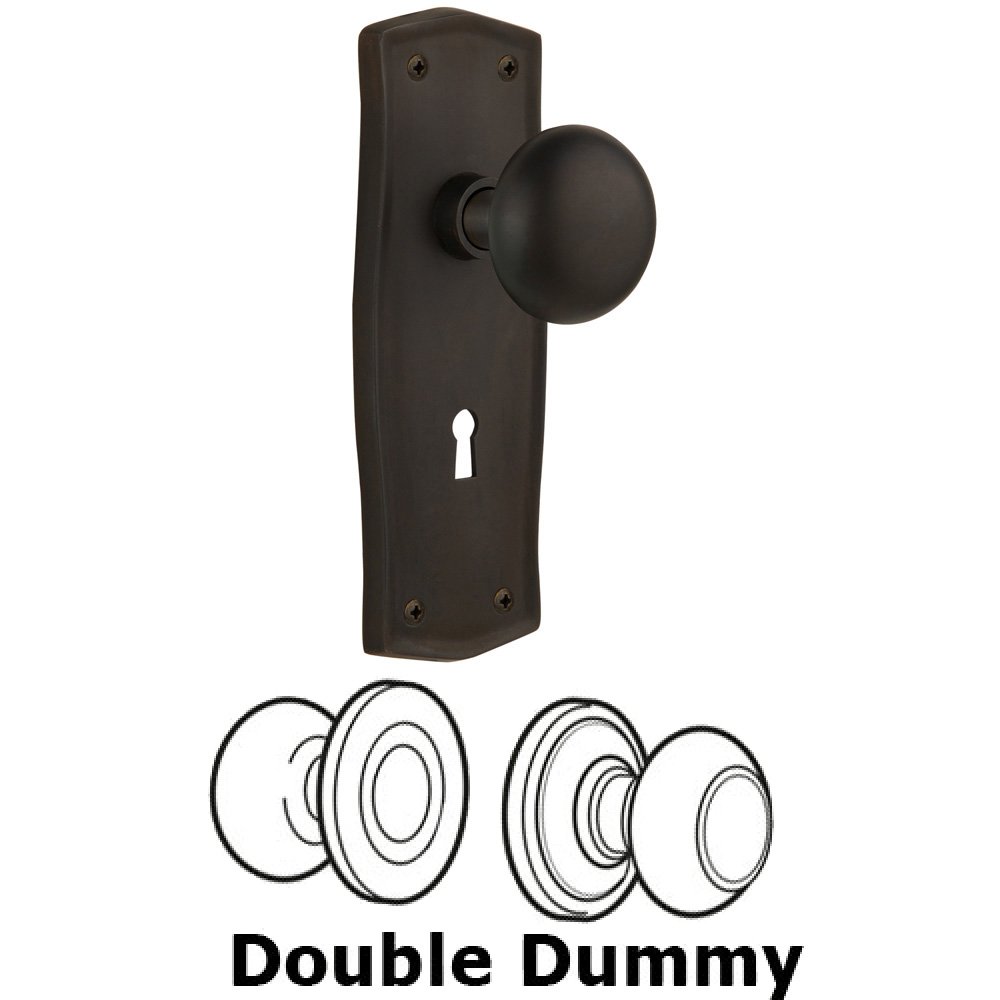Double Dummy Set With Keyhole - Prairie Plate with New York Knob in Oil Rubbed Bronze