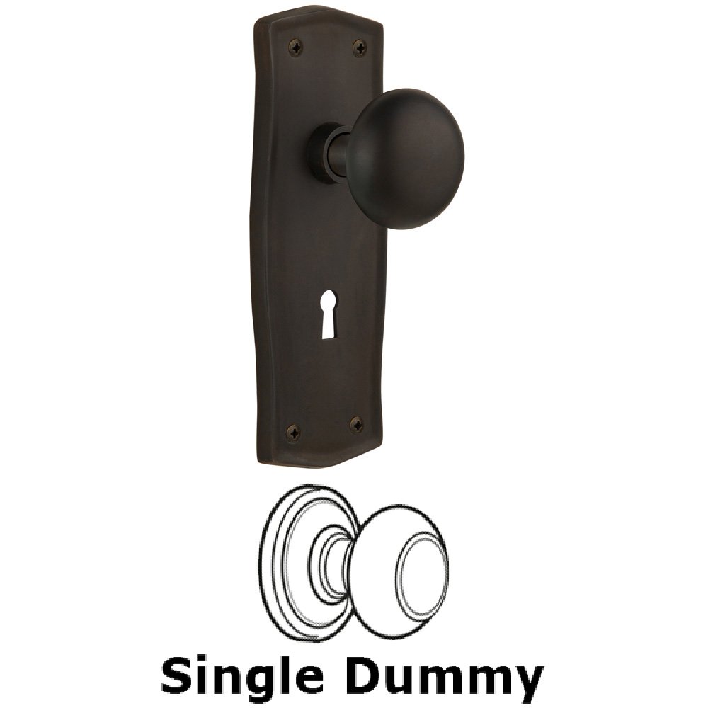 Single Dummy Knob With Keyhole - Prairie Plate with New York Knob in Oil Rubbed Bronze