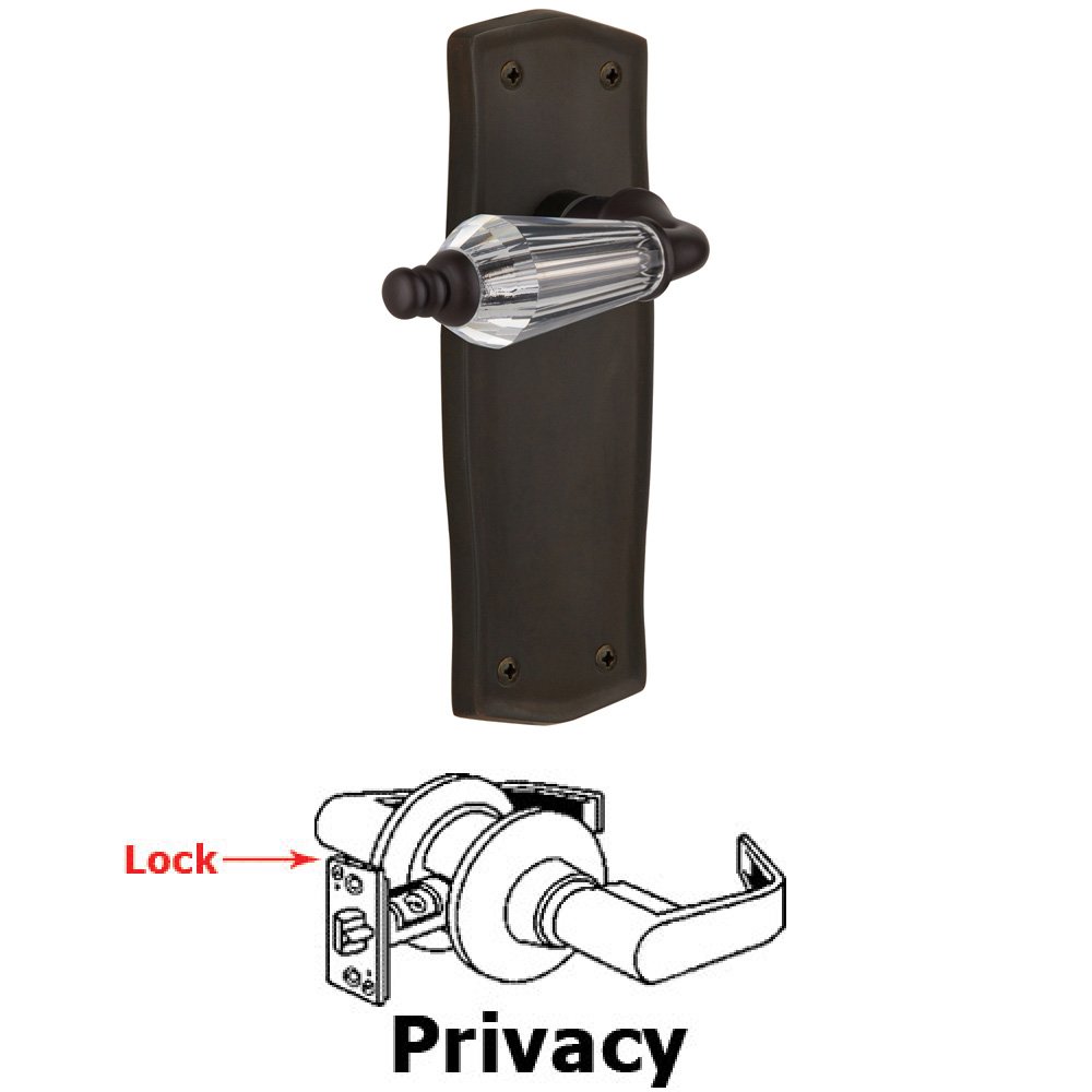 Complete Privacy Set Without Keyhole - Prairie Plate with Parlor Lever in Oil Rubbed Bronze