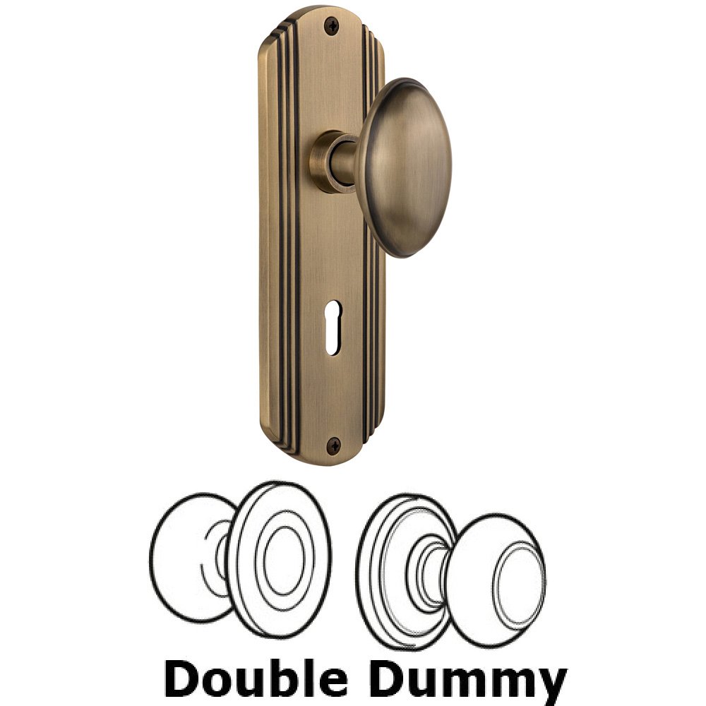 Double Dummy Set With Keyhole - Deco Plate with Homestead Knob in Antique Brass