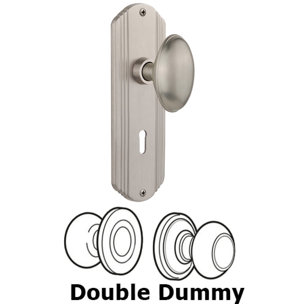 Double Dummy Set With Keyhole - Deco Plate with Homestead Knob in Satin Nickel