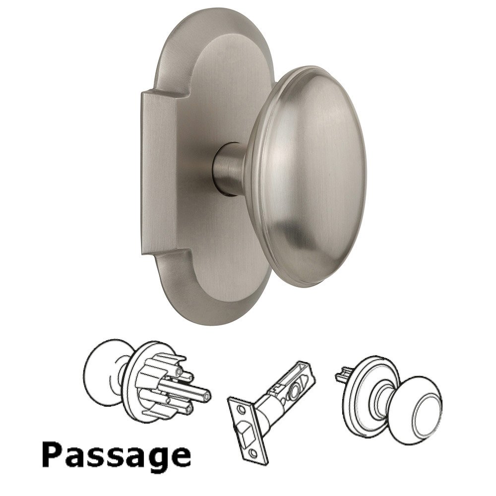Passage Cottage Plate with Homestead Knob in Satin Nickel