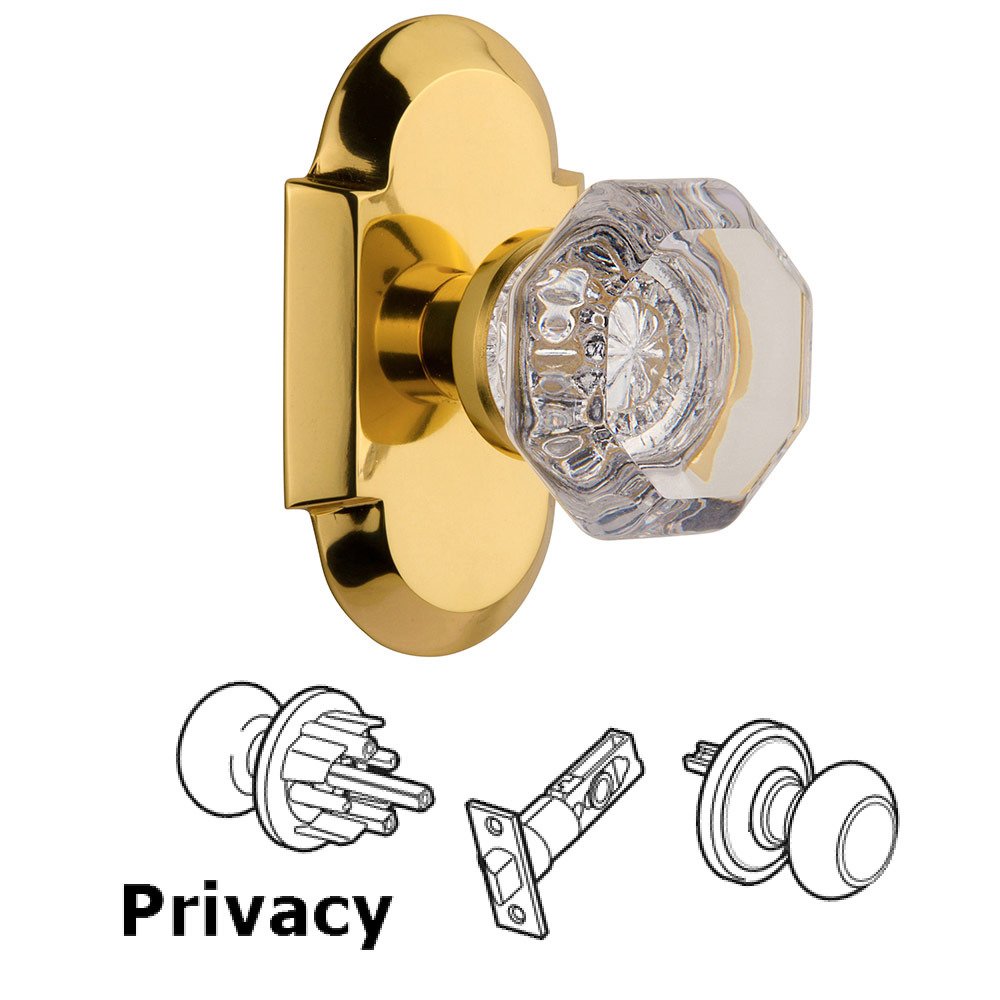 Privacy Cottage Plate with Waldorf Knob in Polished Brass