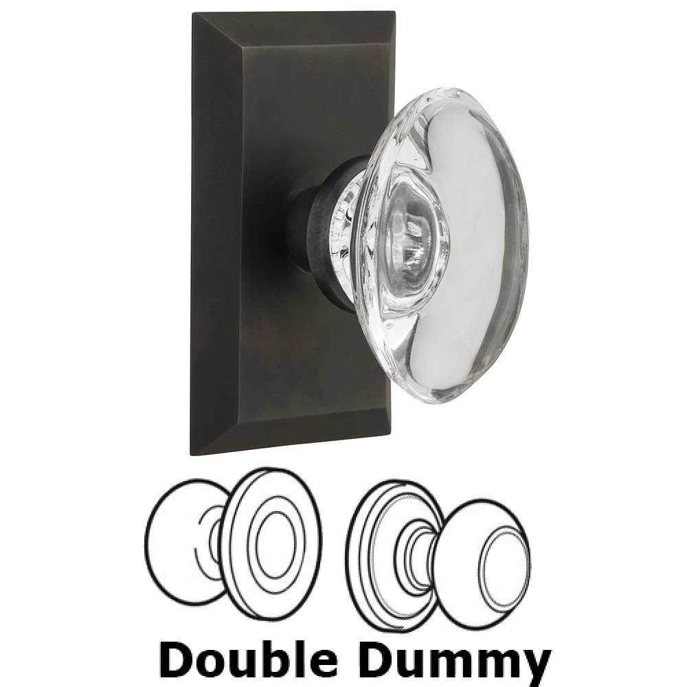Double Dummy Studio Plate with Oval Clear Crystal Knob in Oil Rubbed Bronze