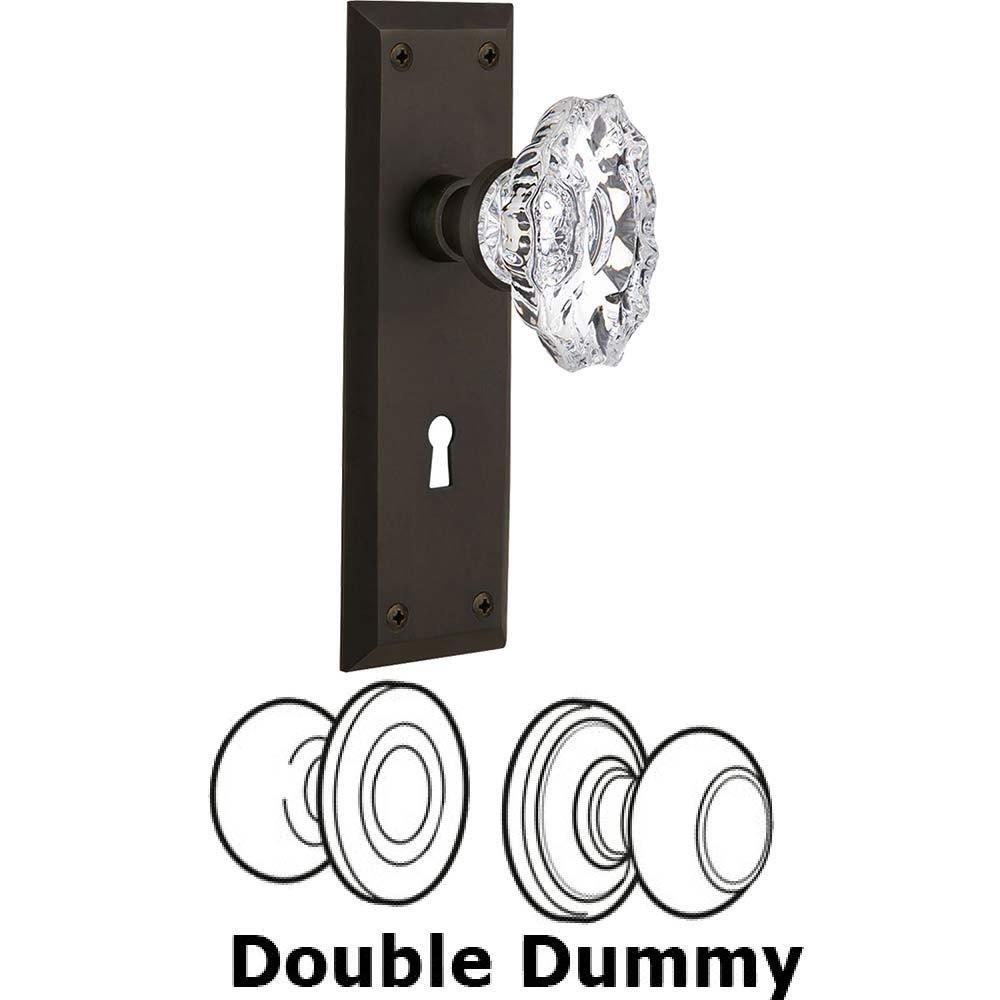 Double Dummy Set With Keyhole - New York Plate with Chateau Crystal Knob in Oil Rubbed Bronze