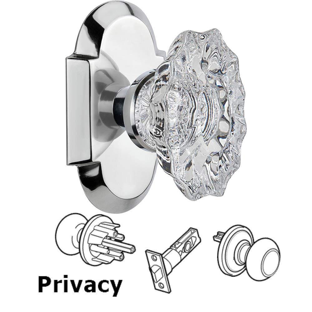 Complete Privacy Set Without Keyhole - Cottage Plate with Chateau Crystal Knob in Bright Chrome