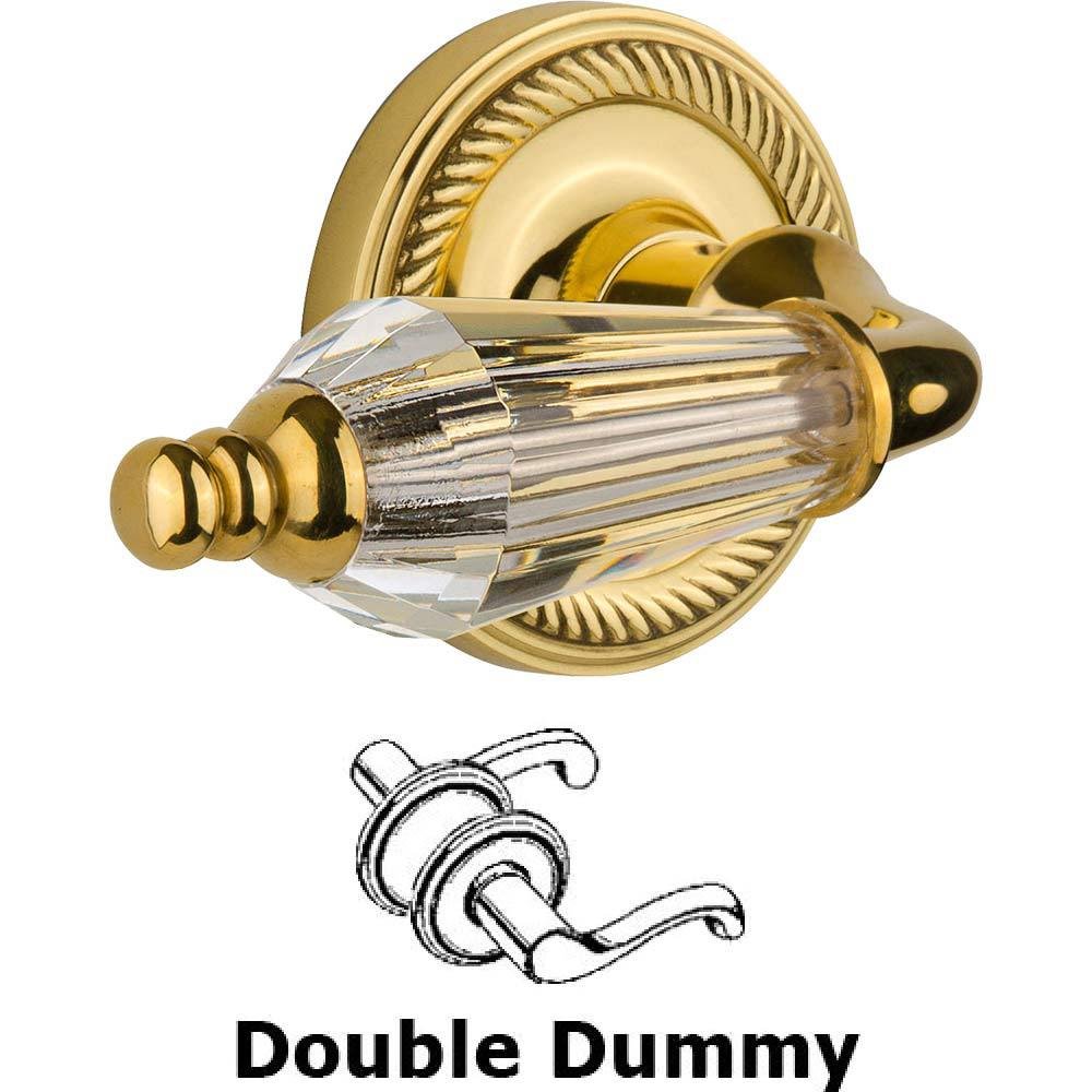 Double Dummy Set Without Keyhole - Rope Rosette with Parlour Crystal Lever in Polished Brass