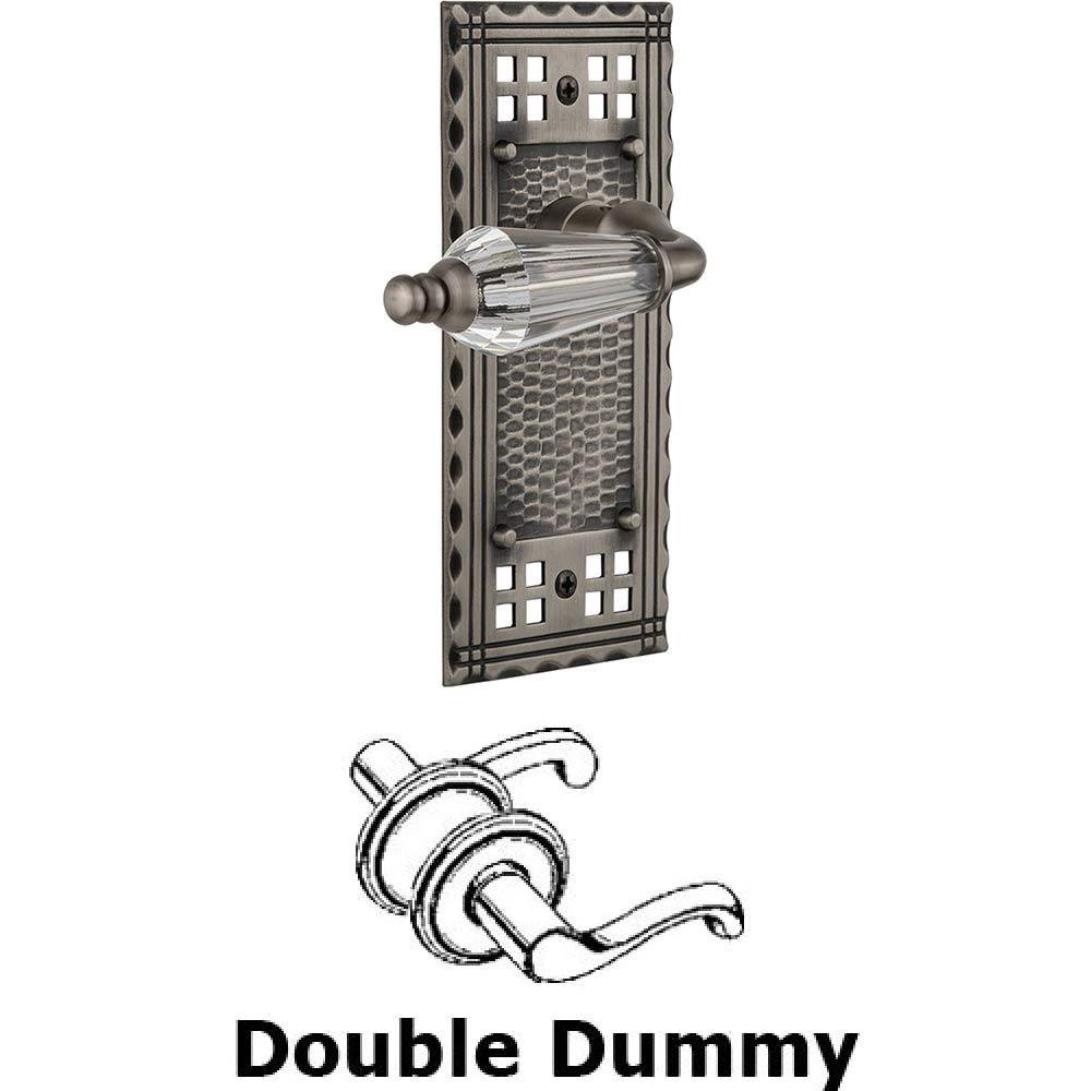 Double Dummy Set Without Keyhole - Craftsman Plate with Parlour Crystal Lever in Antique Pewter