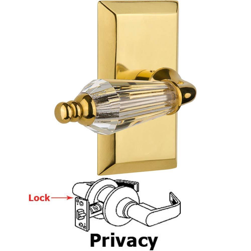 Complete Privacy Set Without Keyhole - Studio Plate with Parlour Crystal Lever in Polished Brass