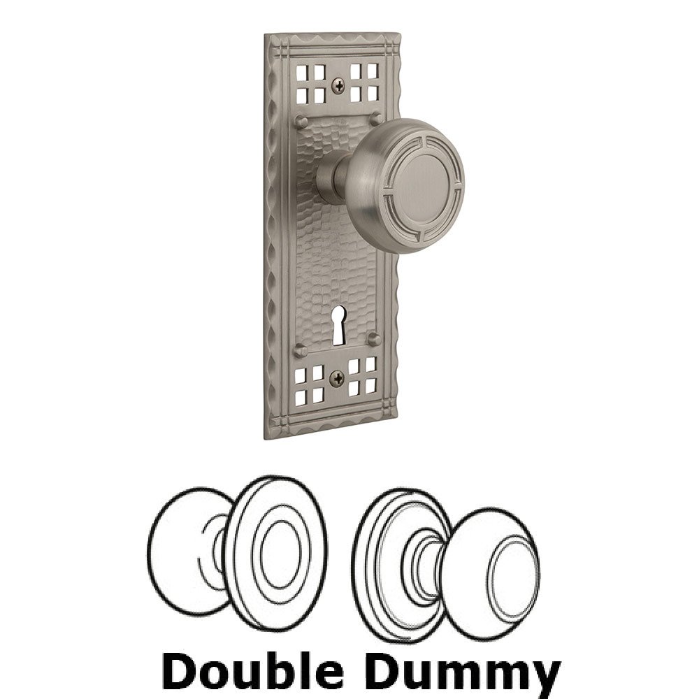 Double Dummy Craftsman Plate with Mission Crystal Knob and Keyhole in Satin Nickel