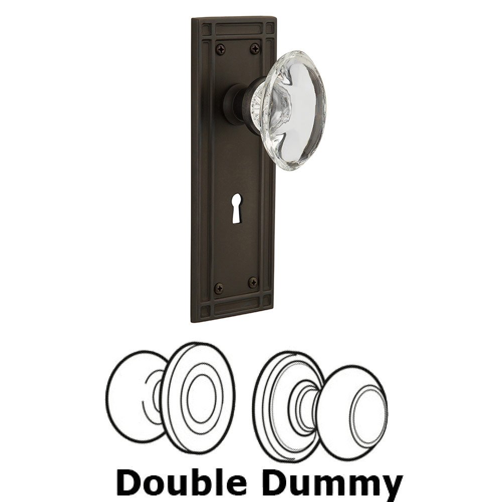 Double Dummy Mission Plate with Oval Clear Crystal Knob and Keyhole in Oil Rubbed Bronze