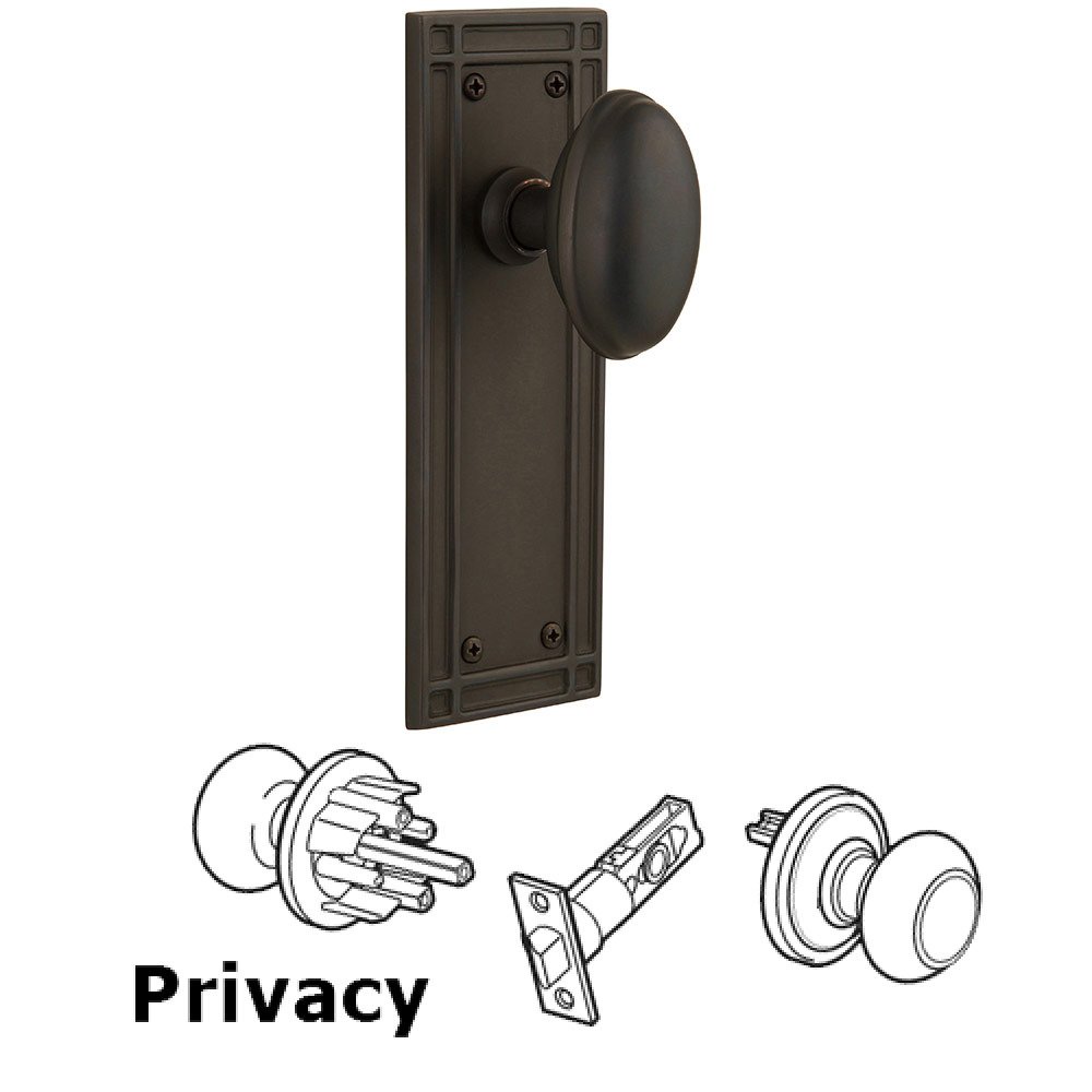 Privacy Mission Plate with Homestead Door Knob in Oil-Rubbed Bronze