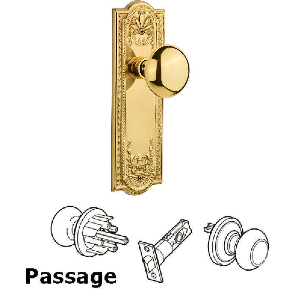 Passage Meadows Plate with New York Door Knob in Unlacquered Brass