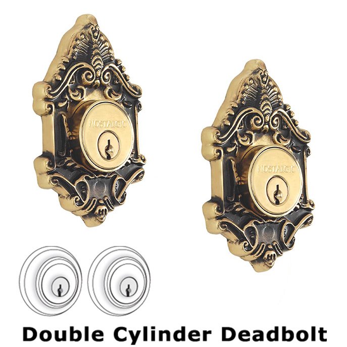 Double Deadlock - Victorian Deadbolt (Keyed Alike) in Antique Brass
