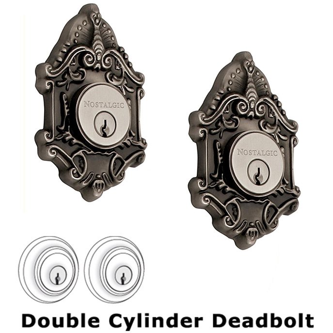 Double Deadlock - Victorian Deadbolt (Keyed Alike) in Antique Pewter