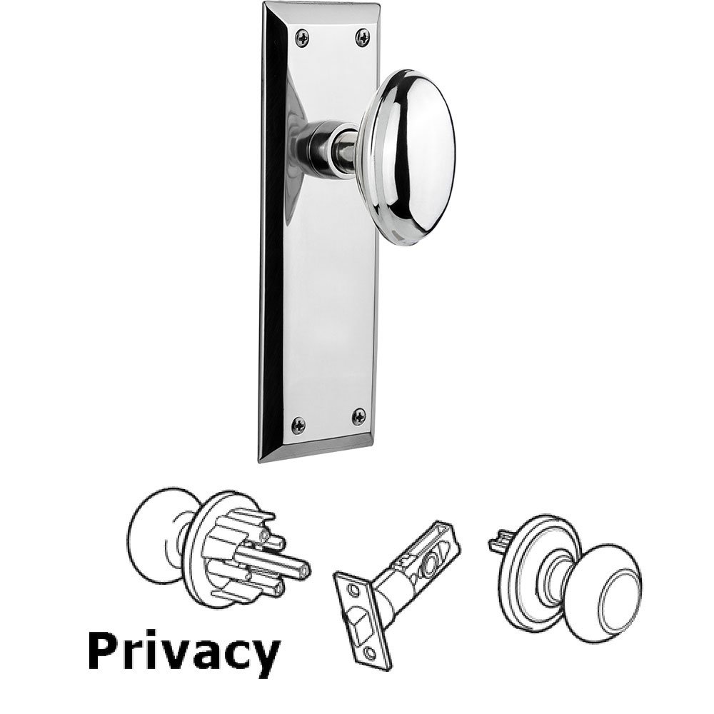 Privacy Knob - New York Plate with Homestead Knob in Bright Chrome