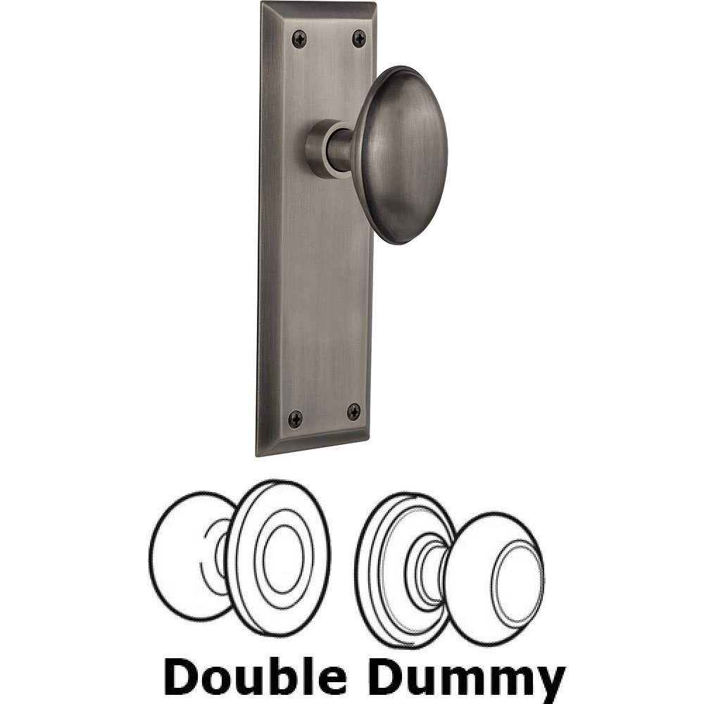 Double Dummy Knob - New York Plate with Homestead Door Knob in Antique Pewter