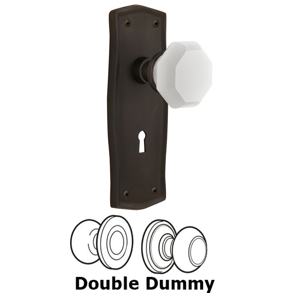 Double Dummy - Prairie Plate with Keyhole with Waldorf White Milk Glass Knob in Oil-Rubbed Bronze