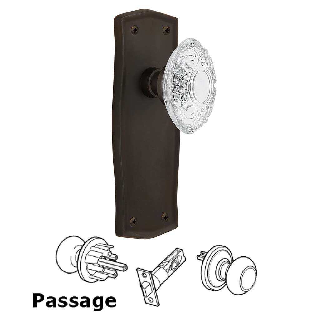 Passage - Prairie Plate With Crystal Victorian Knob in Oil-Rubbed Bronze