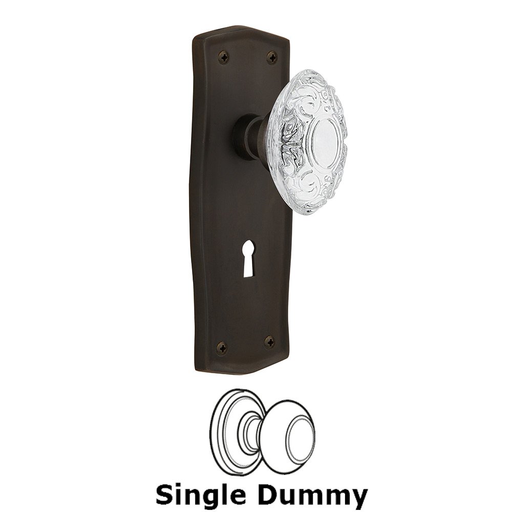 Single Dummy - Prairie Plate With Keyhole and Crystal Victorian Knob in Oil-Rubbed Bronze