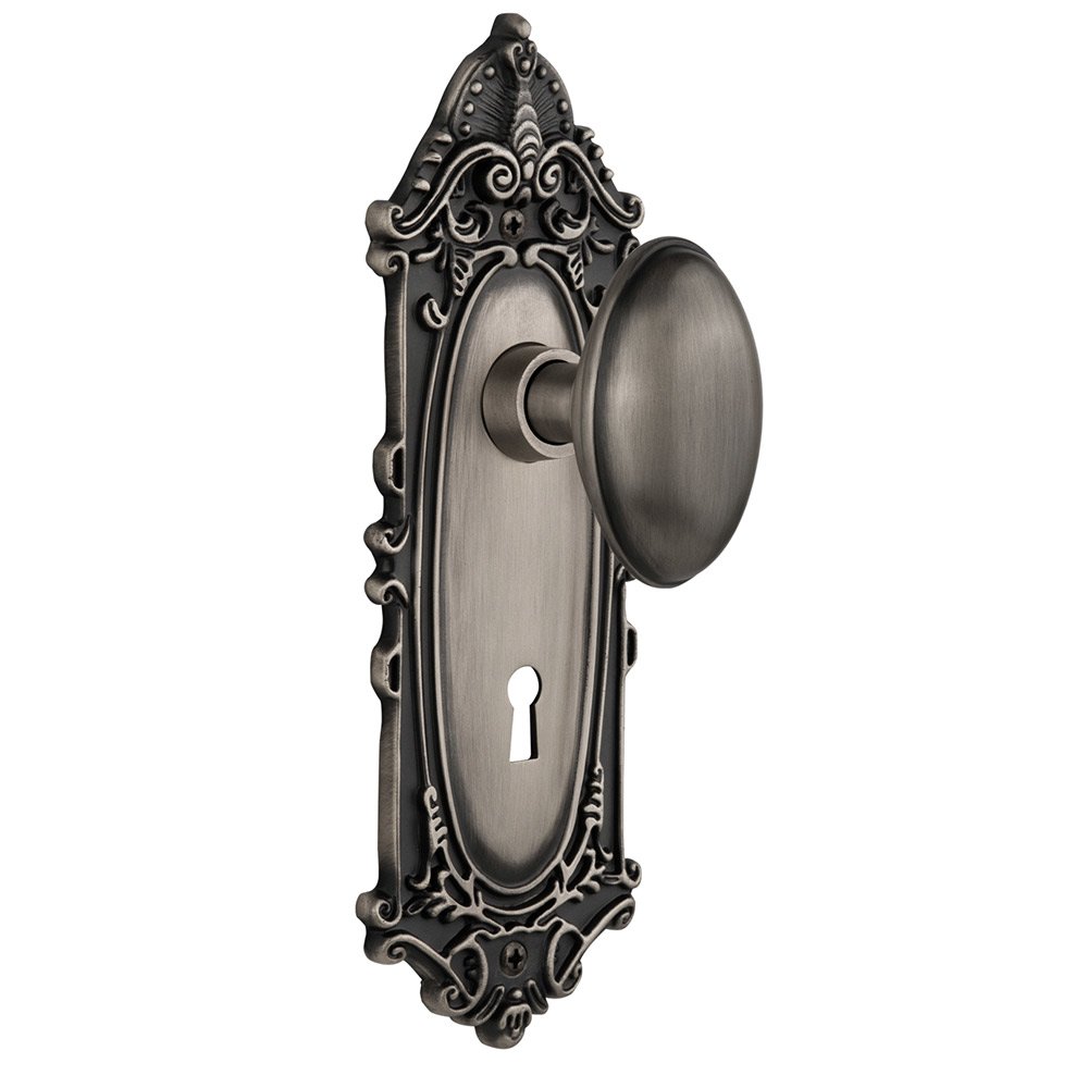Double Dummy Victorian Plate with Keyhole and Homestead Door Knob in Antique Pewter
